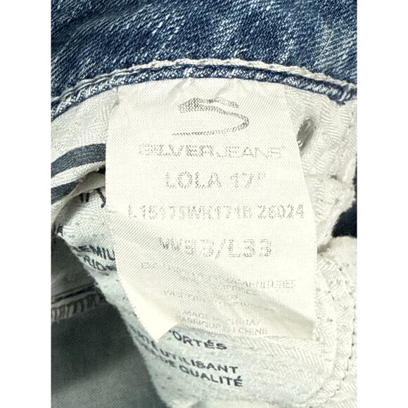 Silver Jeans Lola 17" Women 33x33 Wide Leg Destroyed Embroidered Pockets - Picture 3 of 10